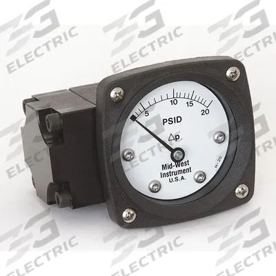 MIDWEST INSTRUMENT Differential Pressure Gauge: Back, 1/4 in NPT Female, ±3-2-3% Gauge Accuracy - Medium & High Operating Pressure Differential Gauges