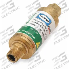 HARRIS High Flow Flashback Arrestor: Regulator Mount, 9/16"-18, For Oxygen Only (MPN 88-5FBHF-RR). Key specifications — Brand: HARRIS; Manufacturer Part Number: 88-5FBHF-RR; Connection Size: 9/16"-18; CGA Number: CGA 022 (Oxygen).