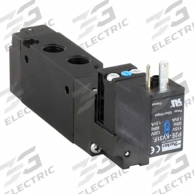 Parker Solenoid Air Control Valve: B3, Four-Way / Two-Position, Single Solenoid - Parker B Series Solenoid-Operated Inline Valves