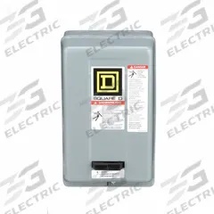 SQUARE D Magnetic Motor Starter: Non-Reversing, 3 Poles, NEMA Size 00, 9 A, 480V AC Coil (MPN 8536SAG12V06). Key specifications — Brand: SQUARE D; Coil Voltage: 480V AC; Phase: Three; Operator: None; Terminal Connection Type: Screw Clamp Terminals; Includes Pilot Light: No; Operator Controls: None; Auxiliary Contacts Included: No Auxiliary Contacts Included.