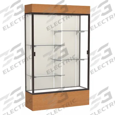 GHENT Freestanding Display Case: Carmel Oak, 80 in Overall Ht, 48 in Overall Wd - Display Cases