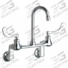 CHICAGO FAUCETS Gooseneck Kitchen/Bathroom Faucet: Wall, Widespread, Cast Brass, Polished Chrome (MPN 631-E35RABCP). Key specifications — Color/Finish: Polished Chrome; Series: 631; Includes: Mounting Hardware.