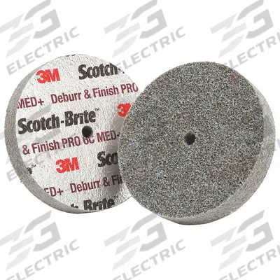 SCOTCH-BRITE Unitized Wheel: 2 in Dia x 3/4 in W, 1/4 in Arbor Hole, Ceramic, Medium - Cool-Cutting Light Deburring & Finishing Wheels for All Materials