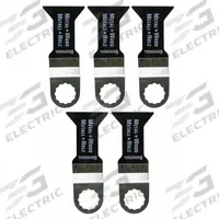 FEIN Oscillating Tool Blade: 1 3/4 in Blade Wd, 2 3/8 in Overall Lg, Flush Cutting, Bi-Metal, 5 PK (MPN 63502148029). Key specifications — attr1097473: Aluminum; attr1097476: FEIN; attr1097456: Flush Cutting.