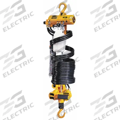 HARRINGTON Air Chain Hoist: Hook Mounted - No Trolley, 500 lb Lifting Capacity - Precision-Control Air Hoists