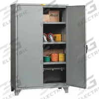 LITTLE GIANT Storage Cabinet: 60 in x 24 in x 78 in, Swing Handle & Keyed, 12 ga Panel Thick, Legs (MPN SSL3-A-2460). Key specifications — attr62698: Gray; attr62736: Welded; attr87895: Legs; attr62693: Assembled; attr62737: Stationary; attr62694: Adjustable; attr62695: Powder Coated; attr62696: Steel.