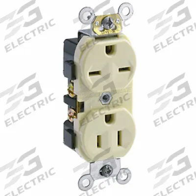 LEVITON Receptacle: Duplex, 5-15/6-15, Ivory, 125/250V AC, 15 A, 2 Pole / 3 Wire (MPN 5031-I) - General Purpose Receptacles