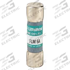 LITTELFUSE Fuse: FLM Series, Midget, Time-Delay, 6 A, 250 V AC, 13/32 in x 1 1/2 in, Non-Indicating (MPN FLM006). Key specifications — Series: FLM; Brand: LITTELFUSE.