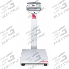 OHAUS Industrial Bench Scale: 18 in x 18 in, Not IP Rated, Front-Mounted, Defender 5000 (MPN 30461655). Key specifications — Connection Ports: USB; Readability: 0.01 lb/5 g; Brand: OHAUS; Weighing Surface Material: Stainless Steel.