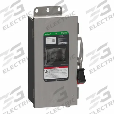 SCHNEIDER Safety Switch: Non-Fusible, 60 A, Three Phase, 600V AC/DC, Galvanized Steel - Non-Fusible Safety Switches
