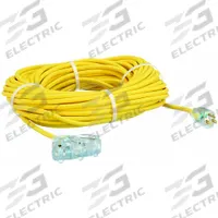 APPROVED VENDOR Extension Cord: Outdoor Use, 100 ft Lg, 3 Outlets, 5-15P, 14/3, SJTOW, Yellow (MPN 4GAD1). Key specifications — Brand: APPROVED VENDOR; Temperature Rating: -58° to 194°F; NEMA Plug Configuration: 5-15P.