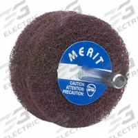 MERIT Non-Woven Disc Wheel: 2 in Dia x 1 in W, 1/4 in Straight Shaft, Aluminum Oxide, Medium, Merit (MPN 08834131554). Key specifications — Brand: MERIT; Connector Type: Straight Shaft; Series: Merit; Connector Size: 1/4 in.
