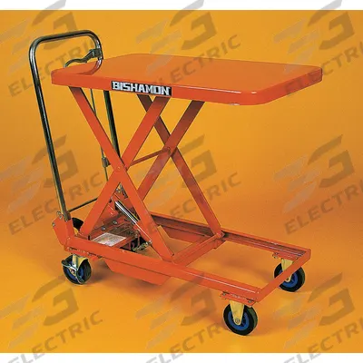 BISHAMON Scissor Lift Table: 660 lb Load Capacity, 32 in L x 19 11/16 in W - Manual Scissor-Lift Tables