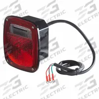 GROTE Stop/Turn/Tail Light: Incandescent, Stop, Turn, and Tail Combo Light, Clear/Red, Square, Stud (MPN 50992). Key specifications — Standards: FMVSS 108; Electrical Connection: Pigtail; Brand: GROTE; Installation Type: Permanent; Lens Color: Clear; Mount Type: Stud; Lighting Technology: Incandescent; Light Type: Stop, Turn, and Tail Combination Light.