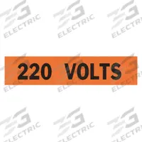 BRADY Conduit and Voltage Markers: 2 1/4 in Label Wd, 1/2 in Label Ht, 220 Volts, C Label (MPN 44307). Key specifications — Legend: 220 Volts; Brand: BRADY; Label Style: C.