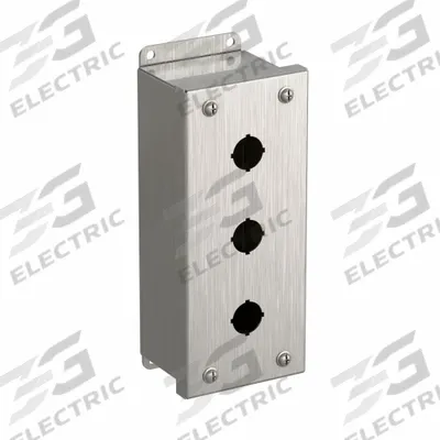 HAMMOND Push Button Enclosure: 22mm, 3 Holes, 304 Stainless Steel - Enclosures for 22mm Operators