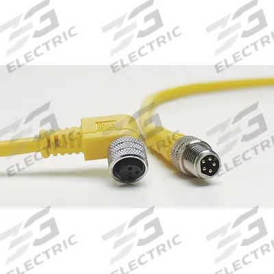 BRAD HARRISON Cordset: M8 Male Straight X Bare Wire, 5 Pins, Yellow, PVC, 2 m Cable Lg - Single-Ended Cordsets with PVC Jacket for Flexing Applications