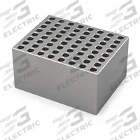 IKA Dry Block: Anodized Aluminum, 3 3/4 in Overall Wd, 3 in Overall Lg, 64 Wells, 6 3/8 mm Well Dia (MPN 4470500). Key specifications — Product Type: Dry Block Heater; Includes Thermometer Well: Yes; Material: Anodized Aluminum; Volume Capacity: 0.2 mL; Brand: IKA.