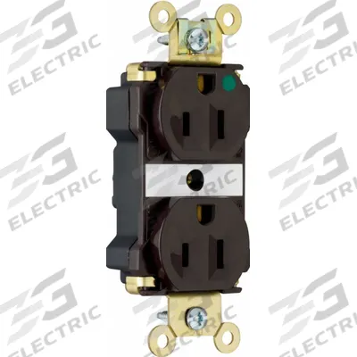 PASS & SEYMOUR Receptacle: Hospital Grade, Duplex, 5-15R, Black, 125V AC - Weather-Resistant Receptacles with Isolated Grounds