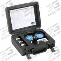 OTC Cylinder Leakage Tester Kit: Compression Testers, Cylinder Leak Tester Kit, Metal/Plastic (MPN 5609). Key specifications — Display Sell UOM: EA; Features: Chrome Bezel and Protective Outer Boot; Includes: Scales Read 0-100 psi and 0-700 kPa; Tool Type: Cylinder Leak Tester Kit; Material: Metal; Testing Application: Cylinder Leakage Tester Kit; Brand: OTC; Compatible Vehicle Part: Engine.