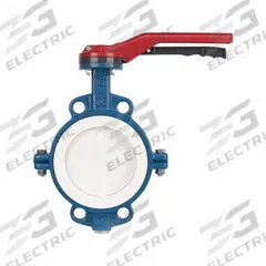 GHIBSON Butterfly Valve: 5 in Pipe Size, Concentric, 250 psi Max. Pressure (CWP), Wafer, PTFE, FKM (MPN G550P-5). Key specifications — Brand: GHIBSON; Handle Type: Gear Operated Handwheel; Disc Material: Stainless Steel.