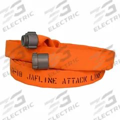 JAFLINE Fire Hose: Double Jacket, 1 3/4 in Hose Inside Dia, 25 ft Hose Lg, Orange (MPN JL175O025-NH150). Key specifications — attr660609: NST x NH; attr660602: Rocker; attr660607: Aluminum.