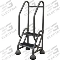COTTERMAN Rolling Ladder: 1.5 ft Platform Ht, Partially Assembled, Steel, Wt-Actuated Auto-Lock (MPN ST-221 A2 C1 P5). Key specifications — Includes Handrails: Handrails Included; Material: Steel; Brand: COTTERMAN; Color: Gray.