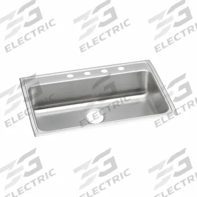 JUST MANUFACTURING Bowl Drop-In Sink: 31 in Overall Lg, 22 in Overall Wd, 4 1/2 in Bowl Dp - One-Bowl Counter-Mounted Kitchen & Bar Sinks without Faucets