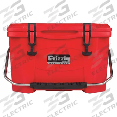 GRIZZLY COOLERS Marine Chest Cooler: Red, 24 Cans, 20 qt Cooler Capacity - Heavy-Duty Chest Coolers