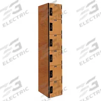 HALLOWELL Box Locker: 12 in x 18 in x 72 in, 6 Tiers, 1 Units Wide, Solid, Padlock Hasp, Light Wood (MPN PHL1282-6A-FA). Key specifications — Locker Color: Light Wood; Door Type: Solid; Includes Number Plates: Yes; Brand: HALLOWELL; Assembled: Assembled; Color Family: Wood.