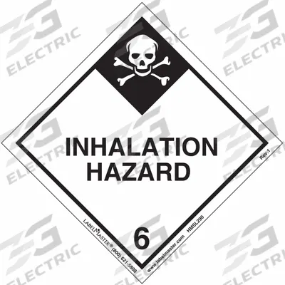 LABELMASTER Inhalation Hazard Placard: Inhalation Hazard, 3 15/16 in x 4 in, 4 in Label Wd - Class 6: Toxic, Poison Inhalation & Infectious Substances