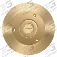 HUBBELL WIRING DEVICE-KELLEMS Floor Box Cover: Round, Gold, Brass, Brushed, 6 1/4 in Dia. x 1/4 in H (MPN SF2525). Key specifications — Brand: HUBBELL WIRING DEVICE-KELLEMS; Color: Gold; Cover Shape: Round; Finish: Brushed; Material: Brass.