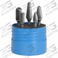 SGS PRO Carbide Bur Set: 1/4" Shank, Double Cut, 3/8" to 1/2" Head Dia, 5 pc (MPN 18260). Key specifications — Trade Number: SF-5; Brand: SGS PRO.