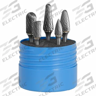 SGS PRO Carbide Bur Set: 1/4" Shank, Double Cut, 3/8" to 1/2" Head Dia - Double-Cut Carbide Bur Sets