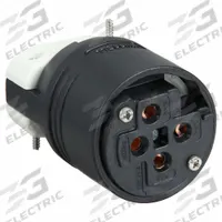 HUBBELL Straight Blade Plug: 15-60P, 250V AC, 60 A, 3 Pole, 4 Blade, Black (MPN HBL8461C)