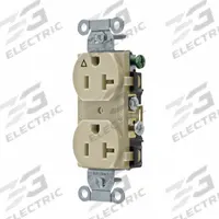 BRYANT Receptacle: Duplex, 5-20, Ivory, 125V AC, 20 A, 2 Pole / 3 Wire (MPN CR20IGI)