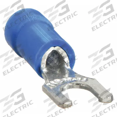 STA-KON Fork Terminals: Blue, Vinyl, #6 Stud Size, 18 AWG – 14 AWG Wire Range, Locking Fork - Insulated Fork Terminals