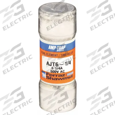 MERSEN Fuse: AJT Series, Class J, Cylindrical Body, Time-Delay, 6.25 A, 600 V AC - Time-Delay Cylindrical Fuses