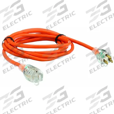 APPROVED VENDOR Extension Cord: Outdoor Use, 10 ft Lg, Outlet, 5-15P, 16/3, SJTW, Orange - Outdoor Extension Cords with Single Outlet
