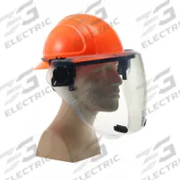 SALISBURY Arc Flash Face Shield: 12 cal/sq cm ATPV, Hard Hat/Wt Balancing Face Shield (MPN AS1200HAT-FB-PP). Key specifications — attr51388: Weight Balancing Face Shield; attr14011: SALISBURY; attr51382: Face Shield Assembly; attr51390: Anti Fog; attr51394: Orange; attr51393: ASTM F2178; attr51398: Polycarbonate.