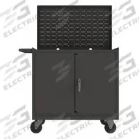 APPROVED VENDOR Steel Mobile Workstation with Louvered Storage: 42 1/2 in x 24 1/2 in, Steel, Gray (MPN 3112-32B-LU-5PO-95). Key specifications — Included Components: Handle on Side; Assembly: Fully Assembled; Brand: APPROVED VENDOR.
