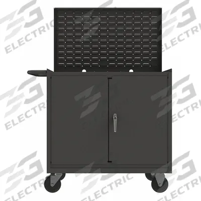 APPROVED VENDOR Steel Mobile Workstation with Louvered Storage: 42 1/2 in x 24 1/2 in, Steel - Mobile Cabinet Benches with Louvered Panels, Drawers & Shelves