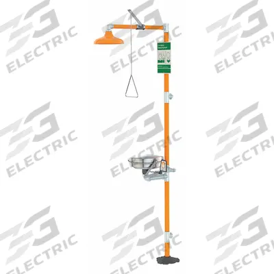 GUARDIAN EQUIPMENT Shower with Eyewash: Floor Mnt, Covered, Stainless Steel Bowl - Floor-Mount Showers with Eyewash