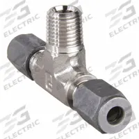 PARKER Compression Tee Fitting: 1/8 in OD x 1/8 in OD x 1/8 in Pipe size, Stainless Steel, Ferulok (MPN 2 SBU-SS). Key specifications — Series: Ferulok; Brand: PARKER.