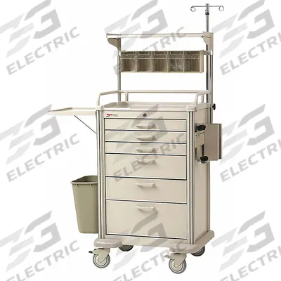 METRO Medical Procedure Cart: Aluminum, (2) Swivel/(2) Swivel with Brake, Taupe - Medical Procedure Carts