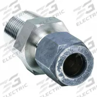 PARKER Compression Fitting Adapter: 1/4 in OD x 1/4 in Pipe Fitting Size, Compression x MNPT (MPN 4-4 FBZ-SS). Key specifications — Series: CPI(TM); Compatible Fitting Brands: CPI™; Brand: PARKER.