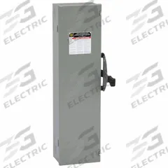 SQUARE D Safety Switch: Fusible, 100 A, Three Phase, 240V AC, Galvanized Steel, Indoor (MPN DT323). Key specifications — Brand: SQUARE D.