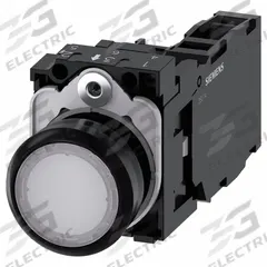 SIEMENS Illuminated Push Button: Illuminated, Flush Profile, Non-Metallic, 22 mm, 1NO/1NC (MPN 3SU1103-0AB60-1FA0). Key specifications — Brand: SIEMENS; Action: Momentary; Series: 3SU; Push Button Material Type: Non-Metallic.