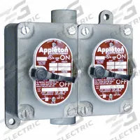 APPLETON ELECTRIC Tumbler Switch: 2 Gang, 4-Way, 20 A, 277 V AC, Feed-Thru Hub, 3/4 in Hub Size (MPN EDSC275-F4W). Key specifications — attr211272: APPLETON ELECTRIC.