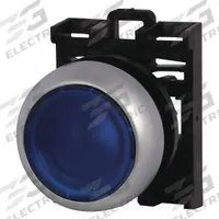 EATON Flush Push Button: Blue, 22 mm Mounting Size, Non-Metallic, Momentary (MPN M22-DL-B). Key specifications — Brand: EATON; Action: Momentary; Series: M22; Push Button Material Type: Non-Metallic.
